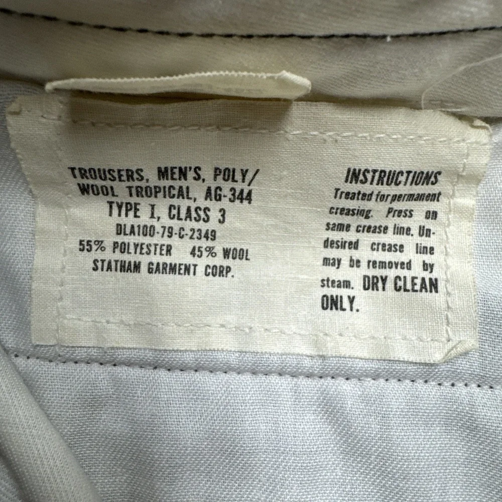 Tropical AG-344 Military Dress Pants Mens 28x32 Green Wool Blend 70s Vietnam VTG